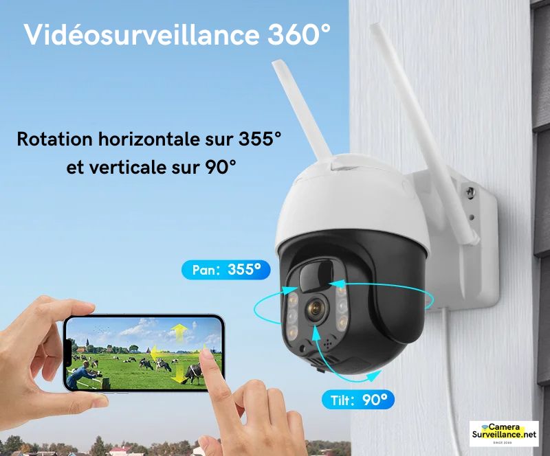 Caméra rotative solaire 4G couverture 360°