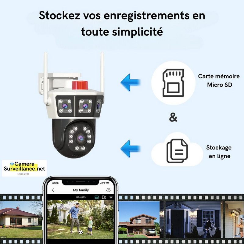 Caméra de surveillance extérieur 3 objectifs