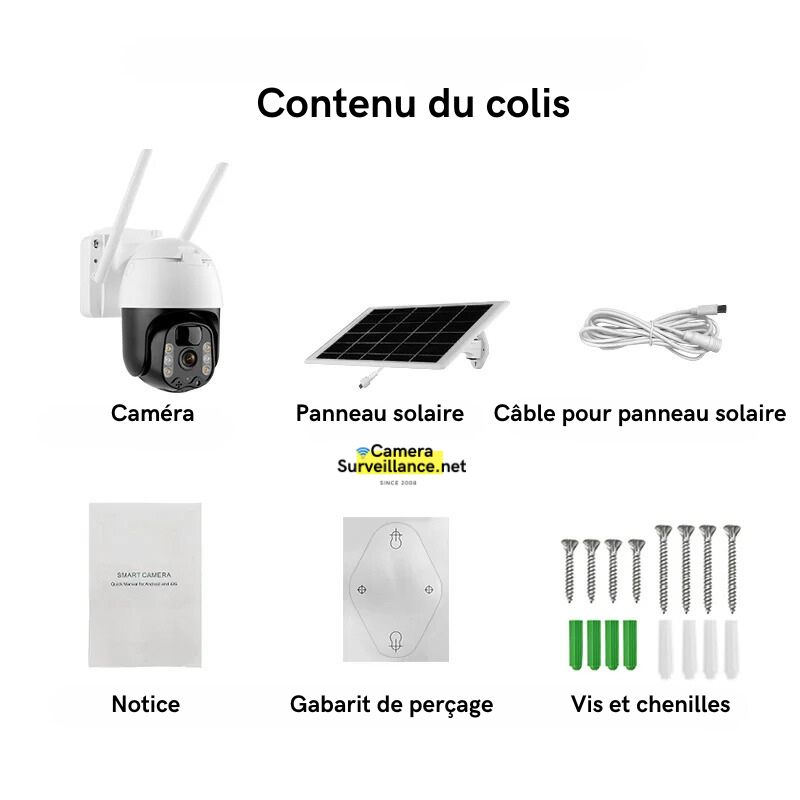 Contenu colis caméra solaire 4g GR1105